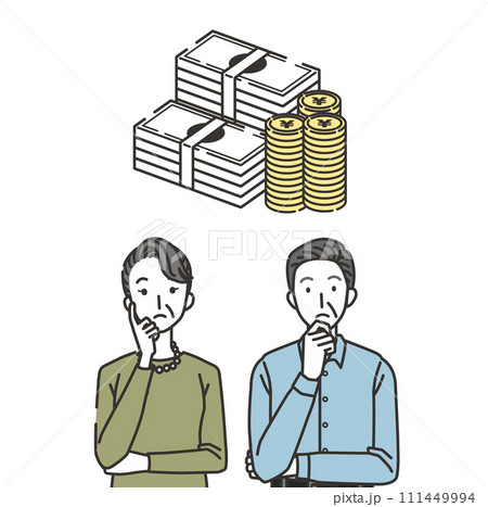 お金について考えるシニア夫婦 お金について考えるシニア夫婦 111449994