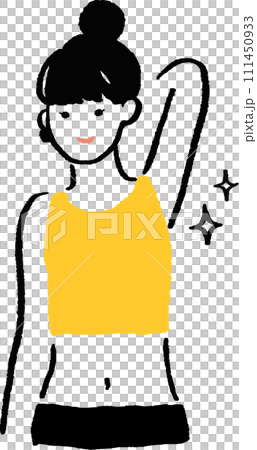 脱毛、わきのケアをする女性のイラスト 111450933