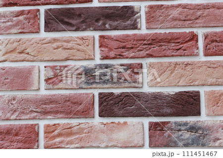 Photo texture red brick and white seams. 111451467
