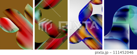 Set of abstract geometric posters. Abstract backgrounds for wallpaper, business card, cover, poster, banner, brochure, header, website 111452046
