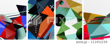 Geometric elements in abstract poster composition set. Vector illustration For Wallpaper, Banner, Background, Card, Book Illustration, landing page 111452239