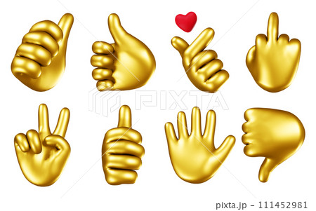 金色の手、ハンドサインのイラストセット 111452981