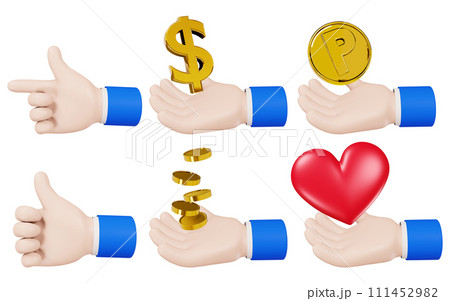 手、ハンドサインのイラストセット 手、ハンドサインのイラストセット 111452982