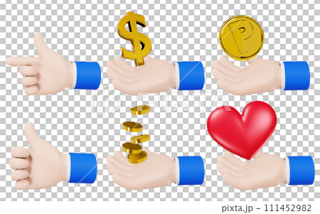 手、ハンドサインのイラストセット 手、ハンドサインのイラストセット 111452982
