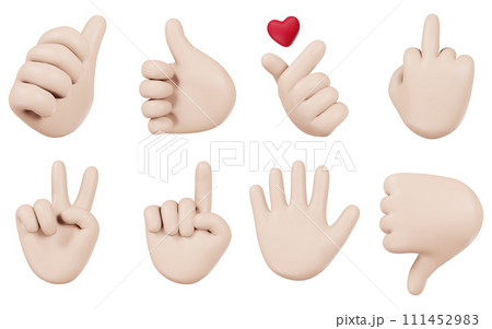 手、ハンドサインのイラストセット 手、ハンドサインのイラストセット 111452983