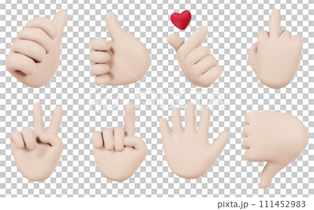 手、ハンドサインのイラストセット 手、ハンドサインのイラストセット 111452983