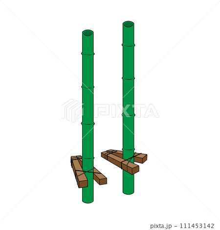 日本の懐かしい遊び竹馬のイラスト 111453142