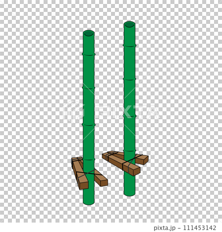 日本の懐かしい遊び竹馬のイラスト 111453142