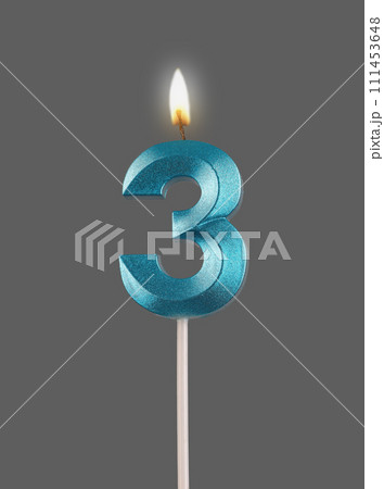 3, number candle, candlelight, fire for birthday, isolated 3, number candle, candlelight, fire for birthday, isolated 111453648