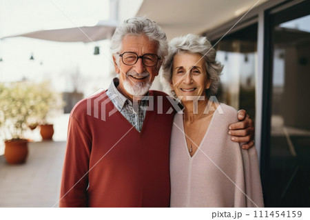 Happy senior couple, married old man and woman. Smiling spouse portrait, hugging Happy senior couple, married old man and woman. Smiling spouse portrait, hugging 111454159
