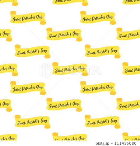 Festive pattern for St. Patrick's Day with cute yellow tape. Hand drawn flat cartoon elements. Vector illustration Festive pattern for St. Patrick's Day with cute yellow tape. Hand drawn flat cartoon elements. Vector illustration 111455080