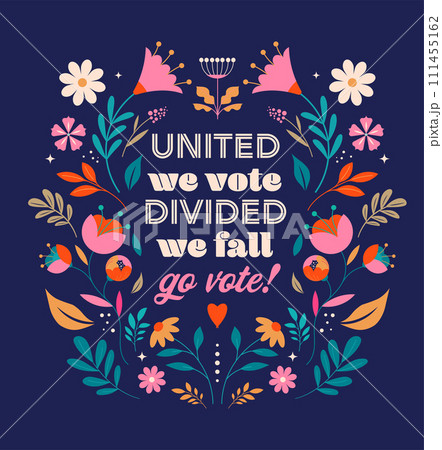 Modern Floral Election campaign concept design. Vote, election social media and print design with 111455162