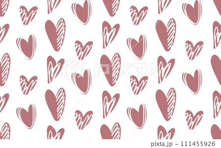 Pink hand-drawn hearts vector background. Valentine's day seamless pattern. Passion and love concept. Pink hand-drawn hearts vector background. Valentine's day seamless pattern. Passion and love concept. 111455926
