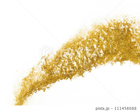 Gold metallic glitter sparkle explosion in air. Golden Glitter sand spark blink celebrate Chinese new year, fly throw gold glitters particle. White background isolated, selective focus Blur bokeh Gold metallic glitter sparkle explosion in air. Golden Glitter sand spark blink celebrate Chinese new year, fly throw gold glitters particle. White background isolated, selective focus Blur bokeh 111456088