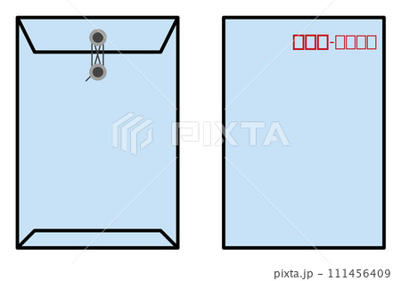 手紙や書類を同封して郵送する紙製の封筒イラスト 111456409