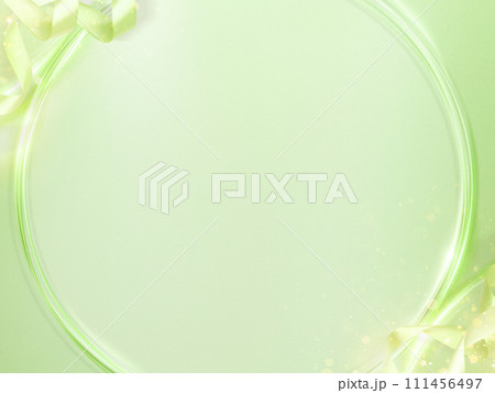 リボンをあしらった爽やかなグリーンの背景 111456497