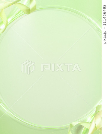 リボンをあしらった爽やかなグリーンの背景 リボンをあしらった爽やかなグリーンの背景 111456498