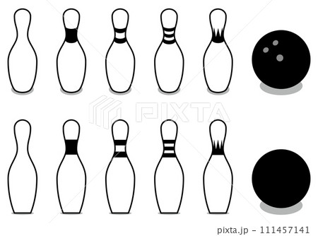 ボウリングのピンと玉のベクターイラストセット 111457141