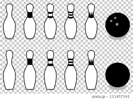 ボウリングのピンと玉のベクターイラストセット 111457141