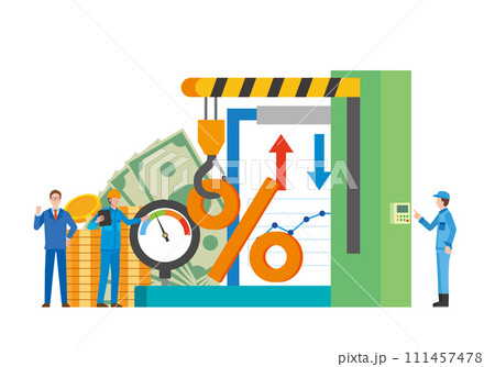 金利の引き上げ引き下げイメージイラスト 111457478
