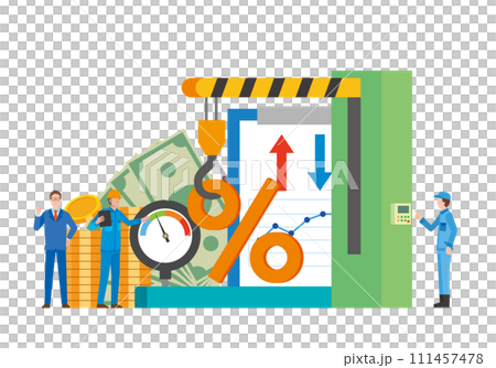 金利の引き上げ引き下げイメージイラスト 111457478