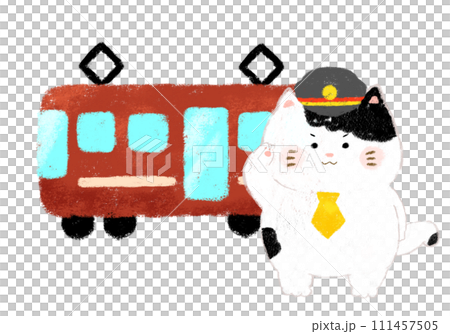 致敬貓咪售票員和火車蠟筆觸摸 111457505