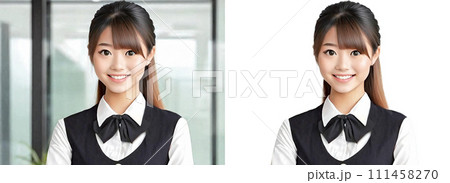 若い笑顔の働く女性（背景有り・無し）3D風｜著作権問題クリアadobeAI画像を修正加筆・加工 111458270
