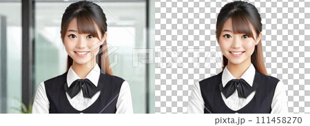 若い笑顔の働く女性（背景有り・無し）3D風｜著作権問題クリアadobeAI画像を修正加筆・加工 111458270