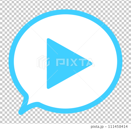 Simple light blue play mark and speech bubble Simple light blue play mark and speech bubble 111458414
