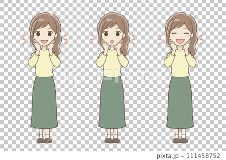 A woman calling with her hand over her mouth 111458752