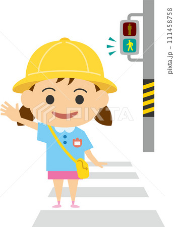 横断歩道を渡る女の子のイメージイラスト 111458758