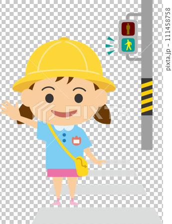 横断歩道を渡る女の子のイメージイラスト 111458758