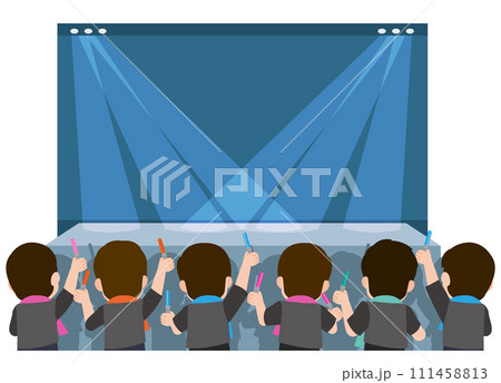 コンサート会場　観客の後ろ姿 イラスト 111458813