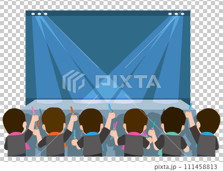 コンサート会場　観客の後ろ姿 イラスト 111458813