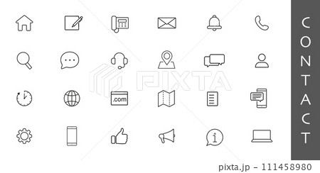 Contact us - minimal thin line web icon set. Outline icons collection. 111458980