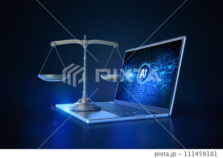 Cyber law or internet law concept with law scale and artificial intelligence 111459181
