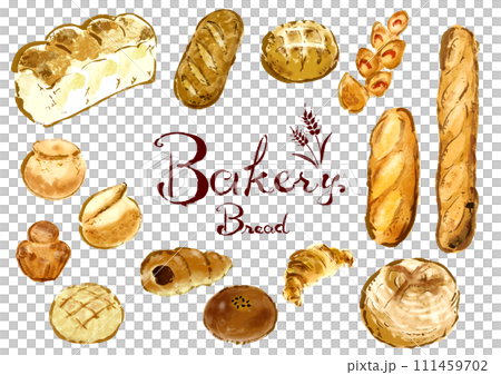 Hand-drawn illustration set of various breads Hand-drawn illustration set of various breads 111459702