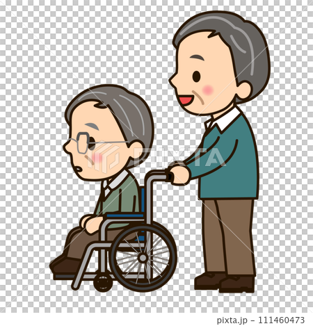 A man who pushes a wheelchair A man who pushes a wheelchair 111460473