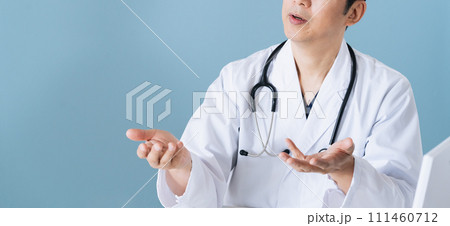 電子カルテを見ながら診察する男性医師 111460712