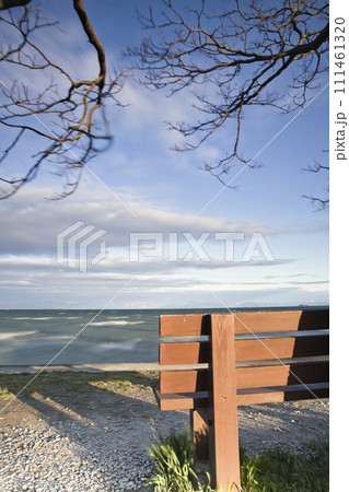 あのベンチと琵琶湖湖畔(縦構図11) あのベンチと琵琶湖湖畔(縦構図11) 111461320