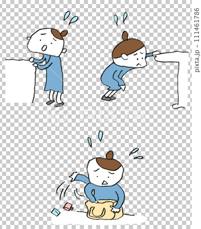 Set of women searching here and there Hand-drawn illustration Set of women searching here and there Hand-drawn illustration 111461786