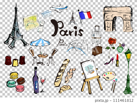 法國巴黎旅遊插畫素材集 法國巴黎旅遊插畫素材集 111461812