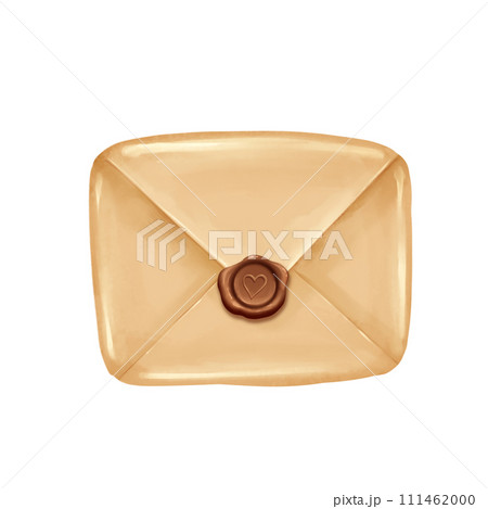 Envelope, letter with wax seal, isolated on white background Envelope, letter with wax seal, isolated on white background 111462000