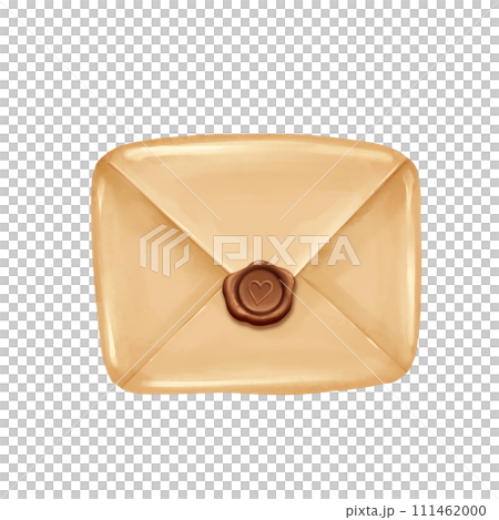 Envelope, letter with wax seal, isolated on white background Envelope, letter with wax seal, isolated on white background 111462000