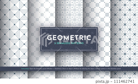 Set 5 Seamless Pattern. Geometric Illustration. Traditional Minimalistic Texture. Abstract Modern Background Set 5 Seamless Pattern. Geometric Illustration. Traditional Minimalistic Texture. Abstract Modern Background 111462741