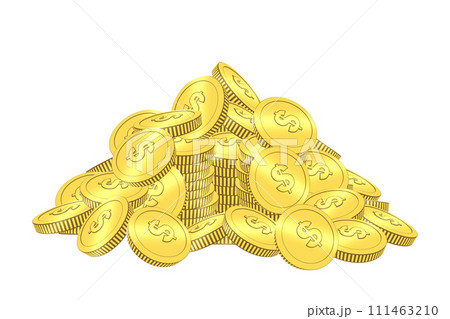 ドルの金貨が山に積まれているイラスト 111463210