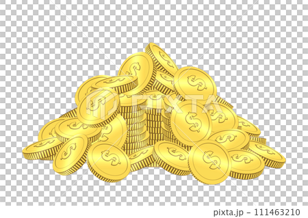 ドルの金貨が山に積まれているイラスト 111463210