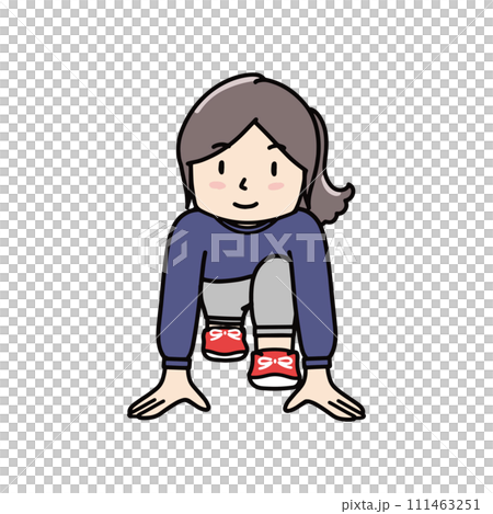 一名身穿運動衫的女士站在起跑線的插圖 一名身穿運動衫的女士站在起跑線的插圖 111463251