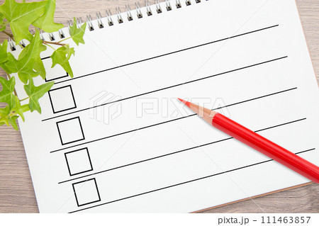 リストと赤鉛筆 111463857