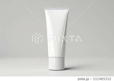Blank white cosmetic tube mockup .generative AI Blank white cosmetic tube mockup .generative AI 111465312